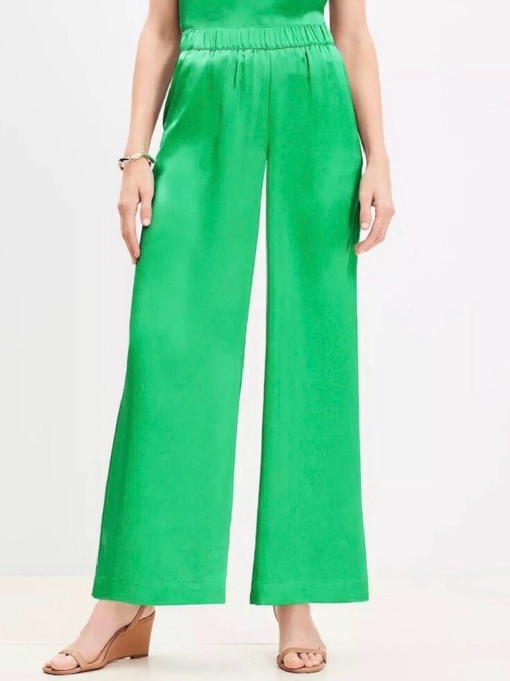 LOFT Satin Wide-Leg Pants